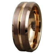 Mens Wedding Band Rings - Rose Gold Bronze-Brown - Wedding Rings for Men and Women