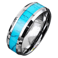 thumbnail image 1 of Tungsten Carbide Rings for Men Wedding Bands for Him 8mm Turquoise Center, 1 of 7