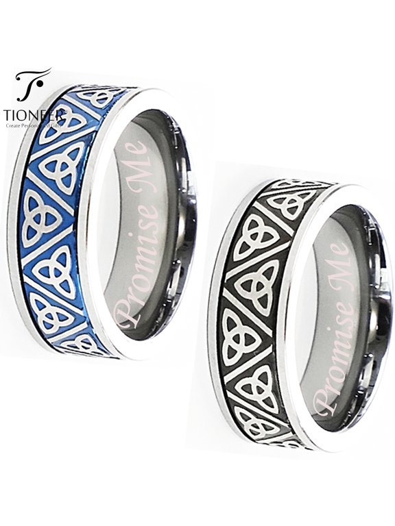 Tungsten Carbide Wedding Band Ring Celtic Triquetra Trinity Knot Mens Womens 8MM Promise Me Engraved