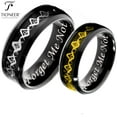 thumbnail image 1 of Tungsten Carbide Wedding Band Ring Silver / Gold Freemason Masonic Inlay Forget Me Not Engraved 8MM, 1 of 4