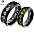 thumbnail image 1 of Tungsten Carbide Wedding Band Ring Silver / Gold Freemason Masonic Inlay Promise Me Engraved 8MM, 1 of 4