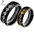 thumbnail image 1 of Tioneer Tungsten Carbide Wedding Band Ring Silver / Gold Freemason Masonic Inlay Yours Forever Engraved 8mm, 1 of 4