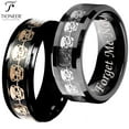thumbnail image 1 of Tungsten Carbide Wedding Band Ring Silver / Gold Skull Skeleton Inlay Comfort Fit Forget Me Not Engraved 8MM, 1 of 4
