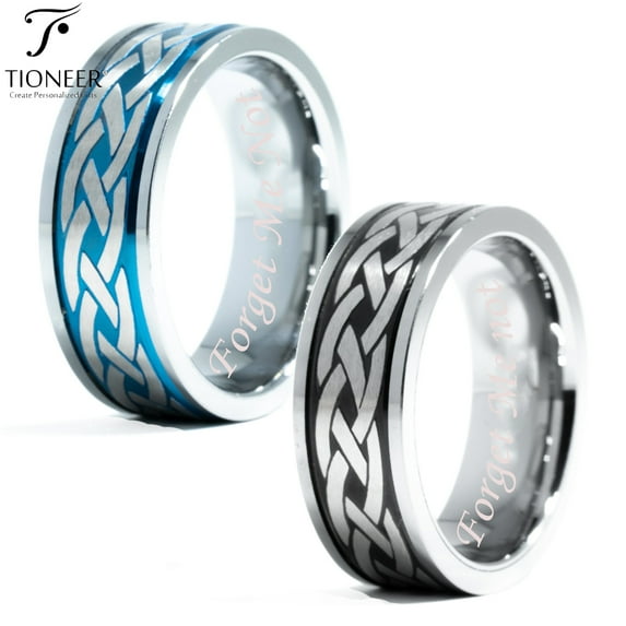 Tungsten Carbide Wedding Band Ring Unique Celtic Knot Design Mens Womens 8MM Forget Me Not Engraved