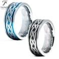 thumbnail image 1 of Tioneer Tungsten Carbide Wedding Band Ring Unique Celtic Knot Design Mens Womens 8mm Yours Forever Engraved, 1 of 5
