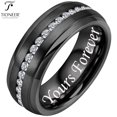thumbnail image 1 of Tioneer Tungsten Carbide Wedding Band w/ White Cubic Zirconia Eternity Style w/ Step Edges in Silver or Tioneer Black Tioneer 8mm Ring, 1 of 5