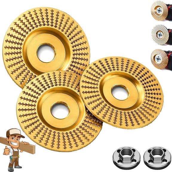 Tungsten Carbide Wheel Disc Angle Grinder Polishing Pad Wood Carving Cutting Discs Attachments Sanding Grinding Wheel Grain Tool for 4" & 4-1/2" Grinders Woodworking for Shaper Stump Teeth Shaping