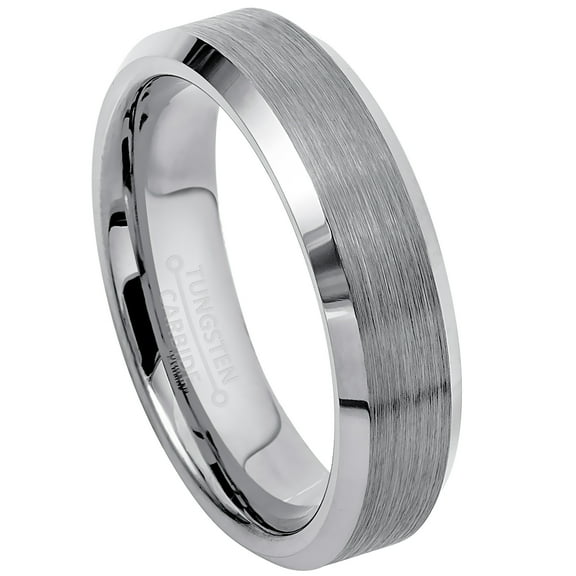 Jewelry Avalanche Tungsten Carbide Mens Womens Wedding Band, Comfort Fit Brushed Beveled Edge Anniversary Ring 6mm