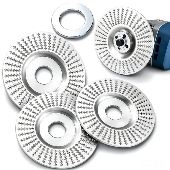 Tungsten Carbide Wood Carving Discs for Angle Grinder, Heavy-Duty Grinding and Sanding Wheels, Gold, 4 Pack (3*Flat Surface.Silver, 0.6, 3.94, Inches)