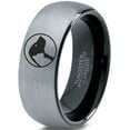 thumbnail image 1 of Tungsten Cat Dog Pet Lover Yin Yang Band Ring 8mm Men Women Comfort Fit Black Dome Brushed Gray Polished, 1 of 4