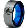 thumbnail image 1 of Tungsten Cat Dog Pet Lover Yin Yang Band Ring 8mm Men Women Comfort Fit Blue Flat Cut Brushed Gray Polished, 1 of 4