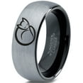 thumbnail image 1 of Tungsten Cat Love Cats Lover Kitten Kitty Feline Band Ring 8mm Men Women Comfort Fit Black Dome Brushed Gray Polished, 1 of 4