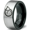thumbnail image 1 of Tungsten Cat Love Cats Lover Kitten Kitty Feline Band Ring 8mm Men Women Comfort Fit Brushed Gray Flat Cut Black Polished, 1 of 4