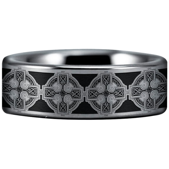 Tungsten Celtic Cross Ring