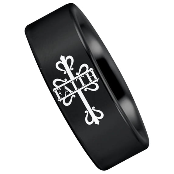 Tungsten Celtic Faith Cross Ring