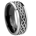 thumbnail image 1 of Tungsten Celtic Knot 8mm Brushed Black 2 Tone Beveled Edges Men Ring, 1 of 2
