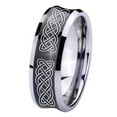 thumbnail image 1 of Tungsten Celtic Knot 8mm Brushed Black Polished Concave Men Ring, 1 of 1