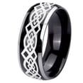 thumbnail image 1 of Tungsten Celtic Knot 8mm Glossy Black 2 Tone Dome Polished Edges Men Ring, 1 of 2