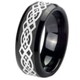 thumbnail image 1 of Tungsten Celtic Knot 8mm Glossy Black Polished Beveled Edges Men Ring, 1 of 2