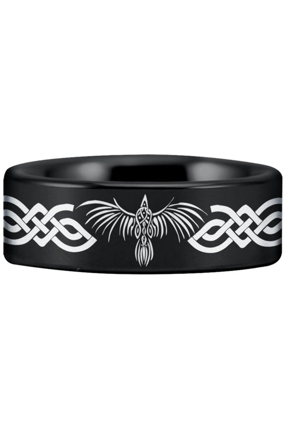Tungsten Celtic Raven Ring