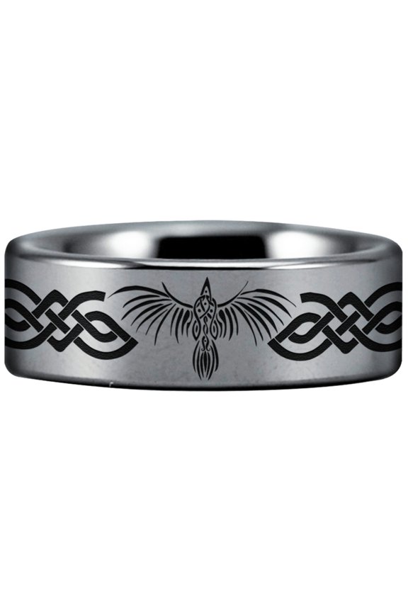 Tungsten Celtic Raven Ring