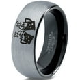 thumbnail image 1 of Tungsten Cheers Beer Drink Band Ring 8mm Men Women Comfort Fit Black Dome Brushed Gray Polished, 1 of 4