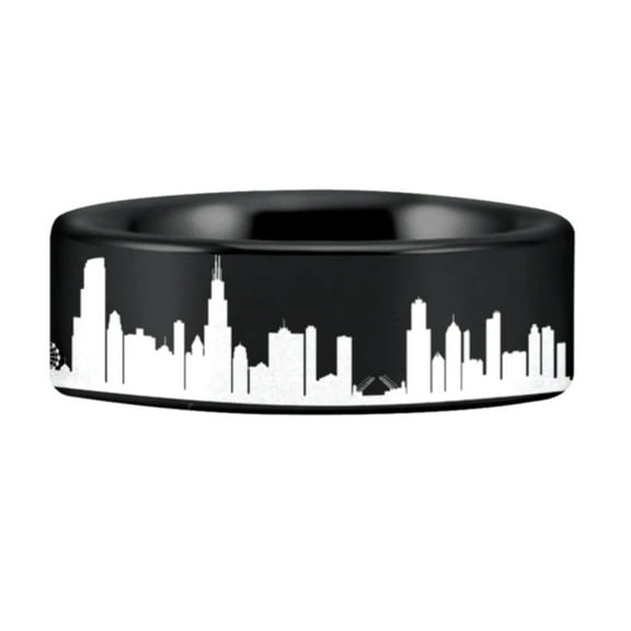 Tungsten Chicago Skyline Ring