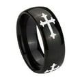 thumbnail image 1 of Tungsten Christian Cross Religious 8mm Glossy Black Polished Dome Men Ring, 1 of 2