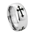 thumbnail image 1 of Tungsten Christian Cross Religious 8mm Mirror Gray Polished Dome Men Ring, 1 of 2