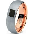 thumbnail image 1 of Tungsten Colorado The Centennial State Band Ring 7mm Men Women Comfort Fit 18k Rose Gold Dome Brushed Gray Polished, 1 of 4