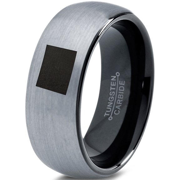 Tungsten Colorado The Centennial State Band Ring 8mm Men Women Comfort Fit Black Dome Brushed Gray Polished