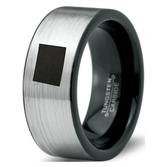 Tungsten Colorado The Centennial State Band Ring 8mm Men Women Comfort Fit Brushed Gray Flat Cut Black Polished