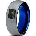 thumbnail image 1 of Tungsten Colorado The Centennial State Mountains Band Ring 8mm Men Women Comfort Fit Blue Dome Brushed Gray Polished, 1 of 4