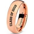 thumbnail image 1 of Tungsten Congrats Grad Class Of 2019 Engraved Band Ring 7mm Men Women Comfort Fit 18k Rose Gold Dome Polished, 1 of 4