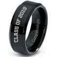 thumbnail image 1 of Tungsten Congrats Grad Class Of 2019 Engraved Band Ring 8mm Men Women Comfort Fit Black Beveled Edge Polished, 1 of 4