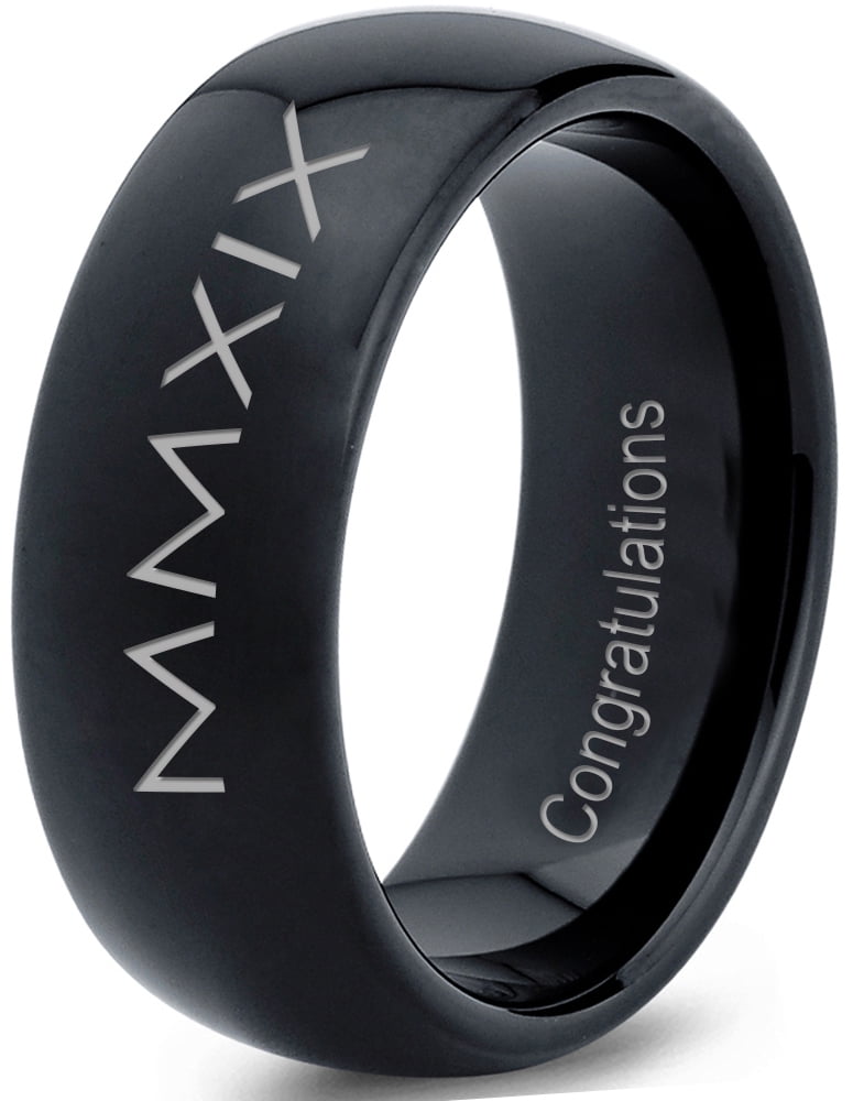 Tungsten Congrats Grad Class Of 2019 Roman Numerals Engraved Band Ring