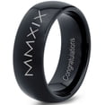 thumbnail image 1 of Tungsten Congrats Grad Class Of 2019 Roman Numerals Engraved Band Ring 8mm Men Women Comfort Fit Black Dome Polished, 1 of 4