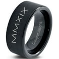thumbnail image 1 of Tungsten Congrats Grad Class Of 2019 Roman Numerals Engraved Band Ring 9mm Men Women Comfort Fit Black Flat Cut Brushed Polished, 1 of 4