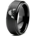 thumbnail image 1 of Tungsten Cool Girl Nerd Glasses Geek Hair Game Band Ring 8mm Men Women Comfort Fit Black Step Bevel Edge Brushed Polished, 1 of 4