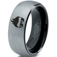 thumbnail image 1 of Tungsten Cool Guy Nerd Glasses Geek Hair Game Band Ring 8mm Men Women Comfort Fit Black Dome Brushed Gray Polished, 1 of 4