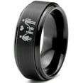 thumbnail image 1 of Tungsten Couple Family Two Child Holding Hands Band Ring 8mm Men Women Comfort Fit Black Step Bevel Edge Brushed Polished, 1 of 4