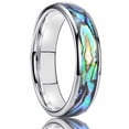 thumbnail image 1 of Tungsten Couple Ring Polished Curved Band with Shell Inlay, 1 of 2