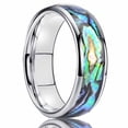 thumbnail image 1 of Tungsten Couple Rings Polished Curved Band with Shell Inlay, 1 of 12