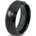 thumbnail image 1 of Tungsten Cowboy Cowboys Bandit Banditry Band Ring 8mm Men Women Comfort Fit Black Beveled Edge Brushed Polished, 1 of 4