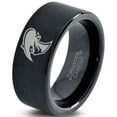 thumbnail image 1 of Tungsten Cowboy Cowboys Bandit Banditry Band Ring 9mm Men Women Comfort Fit Black Flat Cut Brushed Polished, 1 of 4