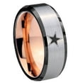 thumbnail image 1 of Tungsten Cowboys Star 8mm Gray And Rose Gold Beveled Edge Rings, 1 of 1