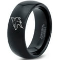 thumbnail image 1 of Tungsten Coyote Canis Canidae Watching Band Ring 8mm Men Women Comfort Fit Black Dome Polished, 1 of 4