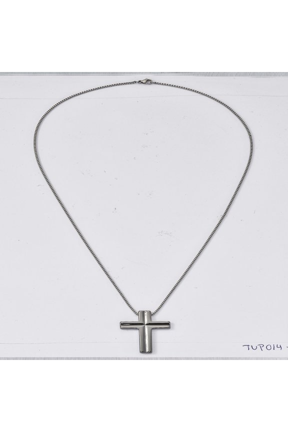 Tungsten Cross Pendant with Stainless Steel 1.5 mm 24 Box Chain