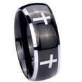 thumbnail image 1 of Tungsten Crosses 8mm Glossy Black 2 Tone Dome Polished Edges Men Ring, 1 of 2