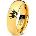 thumbnail image 1 of Tungsten Crown King Queen Heir Band Ring 7mm Men Women Comfort Fit 18k Yellow Gold Dome Polished, 1 of 4